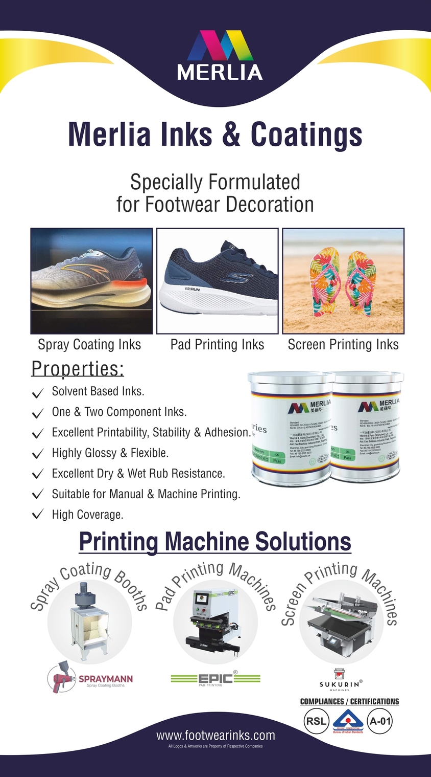 Footwear IIFF Banner 2, Footwear Printing Solutions , Footwear Printing Inks, EPIC Pad printing solution for Footwear