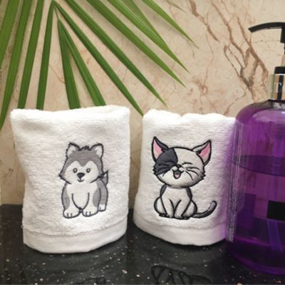 animal embroidered hand towel
